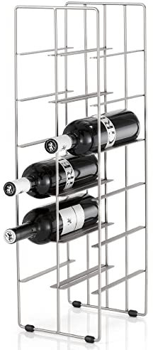 blomus -PILARE- Weinregal aus matt-vernickeltem Stahl, freistehend mit Platz für 12 Weinflaschen, Flaschenständer mit hochwertiger Verarbeitung, edel (H / B / T: 66 x 19 x 21 cm, Silber, 68486)