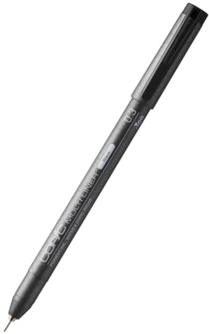 COPIC Multiliner 0,3 mm, Black, Fineliner mit einer feinen Spitze und wasserbeständiger Pigmenttinte
