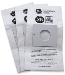 Hoover Vacuum Cleaner Bags for Duros Canister Vacs, Pack of 3, White, Type SR Allergen Filtration, Part # 401011SR, Hoover Vacuum Bags Refill