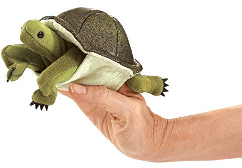 Folkmanis Turtle Finger Puppet, Grün, Braun