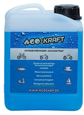 AGO® Kraft Fahrzeugreiniger Felgenreinigung Fahrzeugpflege I Vielseitiger Hochkonzentrat Reiniger bis 1:50 für Felgenpflege Reinigung Auto Motorrad Fahrrad Wohnwagen uvm I Felgenreiniger 2000 ml