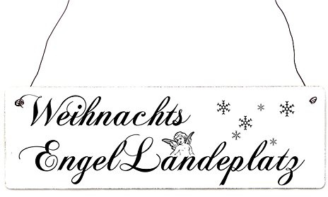 Interluxe Shabby Vintage Schild Türschild WEIHNACHTSENGEL LANDEPLATZ Weihnachten Deko