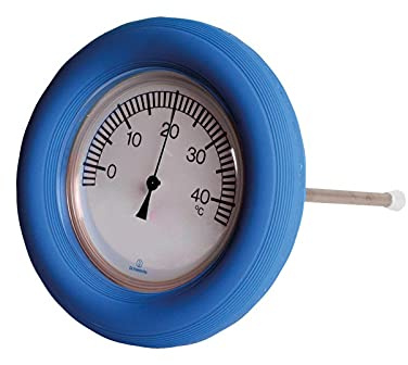 mediPOOL - Thermometer mit V2A Messfühler und blauem Schwimmring - gut ablesbare Skala für Schwimmbad, Pool und Whirlpool