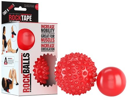 RockTape RockBalls - Präzise myofasziale Entspannung mit tragbaren Massagebällen, 2er Pack, 6 cm, Rot - Ideal für Kinesiologie, Sporterholung, Verletzungsrehabilitation, hypoallergen, elastisch