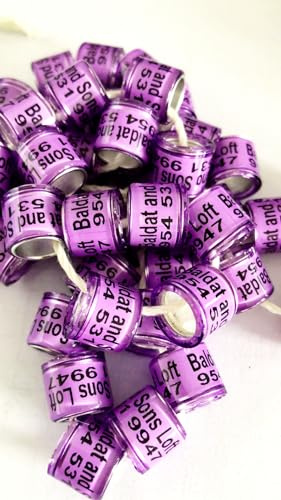 F-P 100 Pieces 7mm Customized Bands Racing Pigeon Ring Band Birds Leg Ring (7mm, Purple)