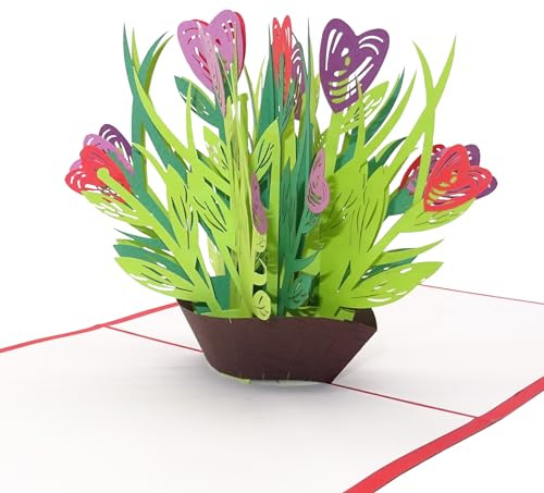 3D Geburtstagskarte Bunte Blumen - Pop Up Karte zum Geburtstag mit Umschlag - als Grußkarte, Geschenkgutschein, Dankeschön & Geschenkverpackung