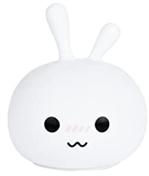 WeKids Lampe de Chevet pour Enfant/Bébé - Veilleuse Lapin Nomade à Motifs étoilés sans Fil 3 Couleurs 3 Effets Réglable LED - Rechargeable - Blanc