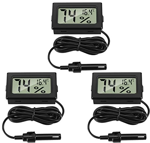 Thlevel Thermometer and Humidity Meter with Probe Digital Hygrometer Reptile Hygrometer for Tank Humidity Sensor for Incubator Poultry Office Living Room 3PCS