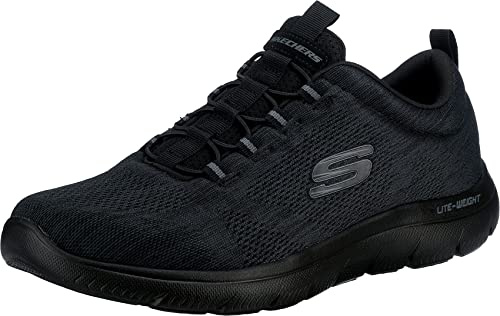Skechers herr Summits Louvin Sneakers, Black Mesh/Pu/Trim, 46 EU Bred