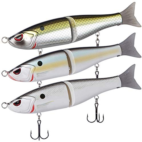 Bassdash SwimShad Glide Baits Jointed Swimbait Bass Pike Salmon Trout Muskie Fishing Lure,3-Pack