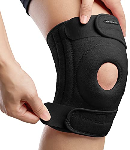 AVIDDA Knee Support for Men and Women - Knee Brace with Open Patella - Compression Sleeve with 3 Straps for Running, Sports, Arthritis, Joint Pain Relief, ACL, MCL, Tendonitis - Black