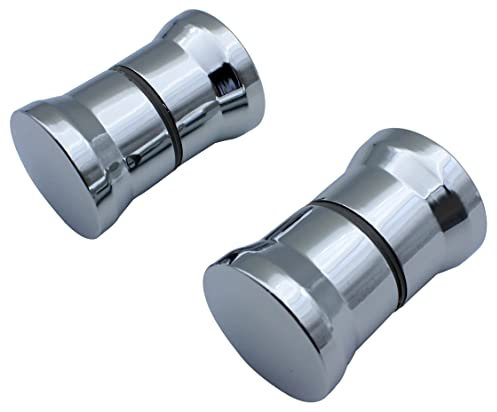 KEABATH Lot de 2 paires de poignées de porte de douche rondes en verre chromé - Pièces de rechange pour cabine de douche, écran de douche