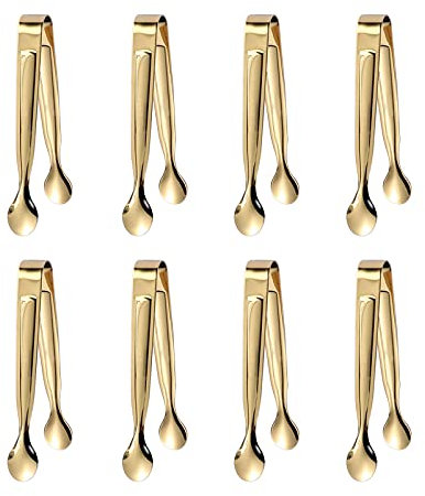 Pinze da Zucchero Pinza per Caramelle Pinza per Aperitivo Mini Pinza per Cubetti di Ghiaccio Pinza per Pasticceria Pinze per Zucchero in Acciaio Inox per Gelato Biscotto Bar Buffet Grill Cucina 8 Pcs