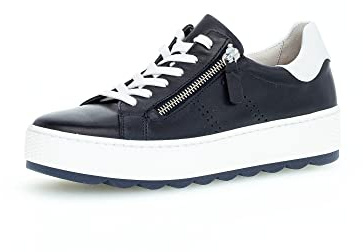 Gabor Women Trainers, Ladies Low-Tops,Removable Insole,Low Shoe,Street Shoe,lace up Shoe,Sports Shoe,Platform Sole,Blue (Midnight.Weiss),37 EU / 4 UK