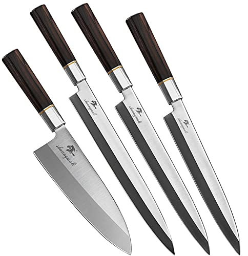 Ensemble de combinaisons de filetage de saumon 5Cr15 Couteaux de sushi Chef Steel Sushi Set Cutt Deba Sashimi Couteau avec poignée de bois Couteau de cuisine (Color : Sashimi Deba)