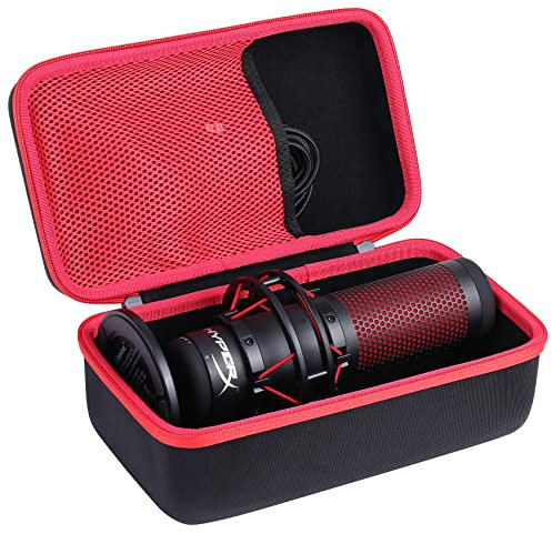 Khanka Hard Carrying Case Replacement for HyperX Quadcast/QuadCast S Microphone,‎4P5P6AA Condenser Gaming Mic Storage Cover,Red Zipper(Case Only)