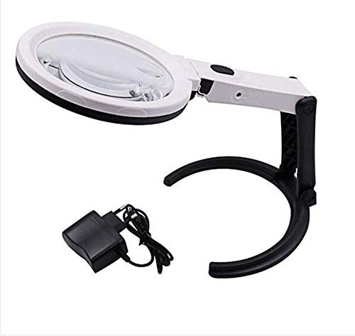 AWJ Tipo di Radio Plug-in Portatile Pieghevole con Lente d'Ingrandimento Leggera con Luce a LED Lente d'Ingrandimento 2/5X per Strumento di Riparazione dell'orologio di Lettura dell'illuminazion
