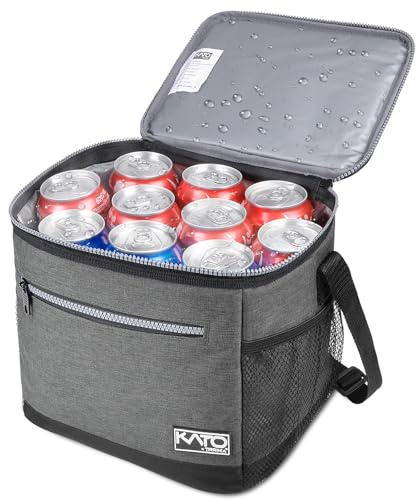 Kato Tirrinia Kühltasche Klein, 10.5L, Isolierte Lunchtasche für Arbeit, Studenten, Faltbar Auto Kühlbox, Tragbare Brotdose für Herren und Damen, Picknicktasche für Reise, Strand, Camping, Dunkelgrau