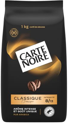 Carte Noire Grains Espresso Classique, 1kg | 100% Arabica d'Amérique Centrale & Amérique du Sud - Intense & Equilibré - Torréfaction Ambrée