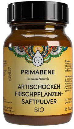 Primabene, Artischocken Frischpflanzensaftpulver Bio - Naturrein, ohne chemische Zusätze, aus kontrolliert biologischen Anbau - gut für den Cholesterinspiegel, (1 x 150 g)