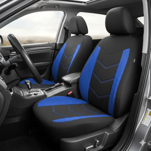 TOYOUN Fundas Asientos Coche Universal Delanteros de Poliéster Fundas Asientos Delanteros Coche para Conductor y Copiloto de Cerdito de Accesorios Automóvil 2 Plazas,Azul