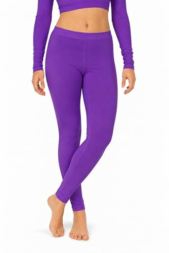 BOOM Prime Leggings de Gimnasia para niñas, Mallas de Ballet sin pies, elásticos, elásticos, para niños, PE, Danza, Deportes, Mallas atléticas (Morado, 13-14)
