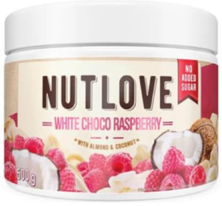 ALLNUTRITION Nutlove White Choco Raspberry Chocolate Spread - Crema Spalmabile a Basso Contenuto di Carboidrati - Ottima per Dolci a Basso Contenuto Calorico - Spuntini Sani - 500g