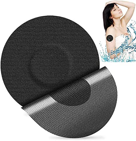 Sensor Covers for Freestyle Libre, 30 PCS Waterproof & Sweatproof Sensor Adhesive Patches, Precut CGM Sensor Overpatch Tape with No Glue On The Center, Continuous Glucose Monitor Protection (Black)