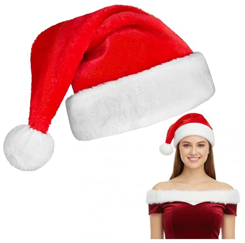 BALINCO Cappello di Natale Rosso Adulto I Accessorio per il costume della festa di Natale I Cappello di Babbo Natale I Cappello di peluche Pom Pom per Natale I Babbo Natale I Carnevale I Fasching