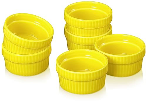 Vidalenta Lot de 6 mini ramequins à sauce en porcelaine 42,5 g - Passe au micro-ondes et au four - Jaune