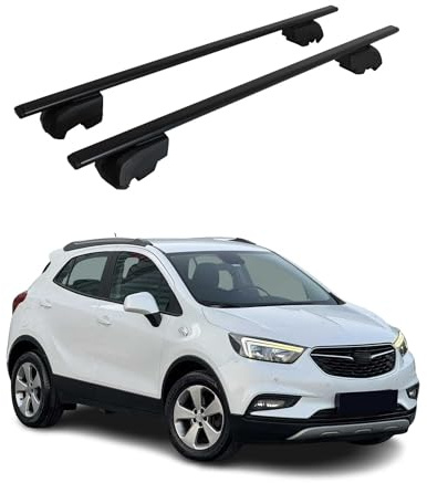 OMAC Dachtrager Quertrager für Opel Mokka I 2016-2019 FL – City Crash getestet – ISO PAS 11154:2006 – Abschliessbar – Max 75 kg – 2 Stangen Stahl Schwarz