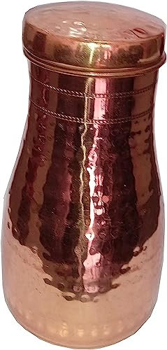 Caraffa per acqua in rame, caraffa da comodino, resistente, per acqua potabile, martellata, per yoga, sport, 80 ml