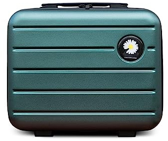Balakaka Kosmetikkoffer 34x15x25 cm Kleine Daisy, Beautycase Damen Hartschale mit Handgriff und Reißverschluss, ABS Wasserdicht Große Kapazität Schminktasche für Reisen, Dunkelgrün