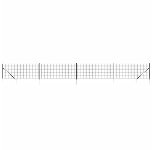 vidaXL Maschendrahtzaun, Gartenzaun Wildzaun mit Bodenhülsen PVC Beschichtung, Drahtzaun Begrenzungszaun für Außenbereich, Drahtgitter Maschendraht, Anthrazit
