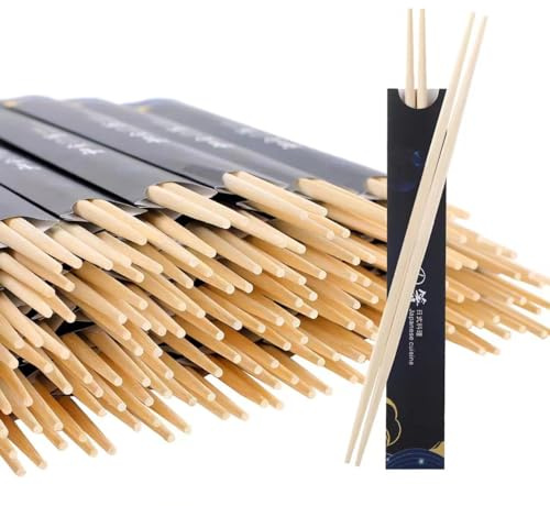 Sbirdbao 100 pairs Disposable Bamboo Chopsticks, 9.5 Inch Japanese Style Double Pointed Sleeved and Separated Chop sticks for Sushi & Asian Dishes