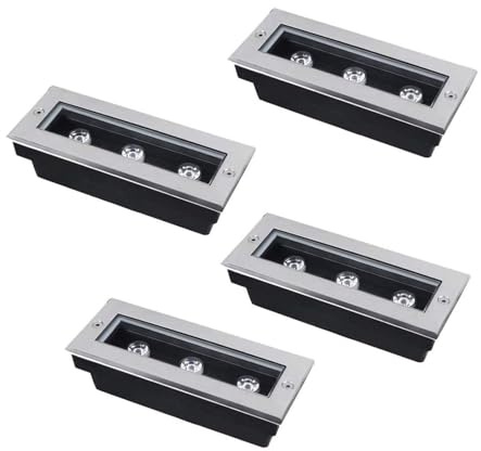 4PCS LED-Strahler - 85-265V LED Bodenstrahler Außen, IP67 Wasserdichter Wandeinbauleuchte, rechteckige Bodeneinbauleuchte, Garten-Edelstahl-Landschaftsleuchte für den Außenbereich ( Color : Warm White