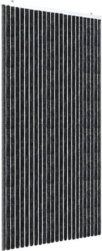 DEFACTO Flauschvorhang Türvorhang (90x220cm) Chenille Fliegenschutz Insektenschutz Camping Made In Italy - Einfach Zu Reinigen, Effektive Sicht Und Hitzeblocker (Schwarz)
