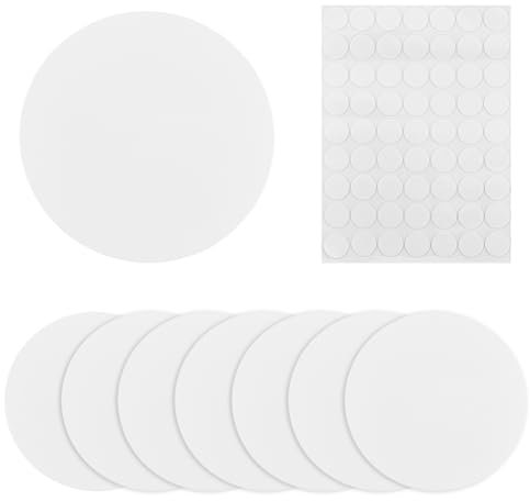 SUPERFINDINGS 8PCS Plastic Flat Blank Plate 18cm Circle Wall Hole Cover with 60PCS Double Faced Adhesive Tape Dustproof Cover Plate Flat Round Frosted Blank Plate for Wall Plasterboard Hole Covering