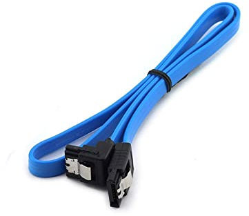 Hwmsza 2pcs câble de données sata 3.0 3 câble 45cm avec loquet de verrouillage droit à angle droit 90 degrés 6gbs (Size : 40cm, Color : Blu)