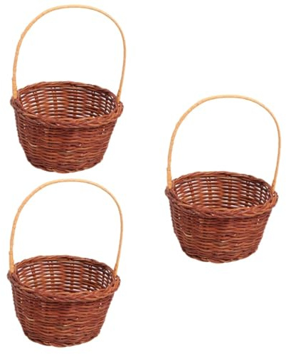 Garneck 3 Stk kreativer Desktop-Korb kinderkorb rattankorb Tischdekoration Osterkorb Körbe geschenkkorb Desktop-Requisitenkorb DIY Requisitenkorb Weben Gewobener Korb Kunsthandwerk Bambus