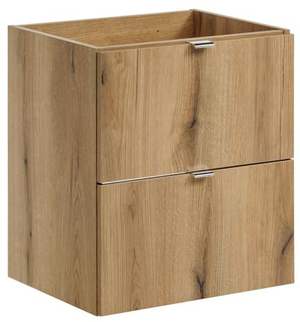 Badezimmer Waschtischunterschrank 50 cm, Eiche, geringe Tiefe (39cm)