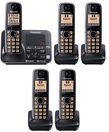 CAFIEDR Téléphone sans Fil numérique Bluetooth avec Blocage des appels de Base, Appel à Trois, paramètres de Langue Anglais/Espagnol, jusqu'à 6 combinés Peuvent être ajoutés, tél(5 pièces)