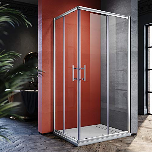 SONNI 100 x 76 cm Duschkabin med hörningång utan duschkar, säkerhetsglas, skjutdörr, hörndusch, duschavskiljare, duschskjutdörr, glas