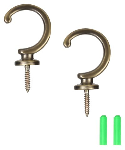 SUQ I OME 1 Pair of Curtain Holdbacks Curtain Tiebacks Hooks Wall Mounted Curtain Hooks for Window Drapery/Clothes/Coat/Hat/Towel (Antique Bronze)
