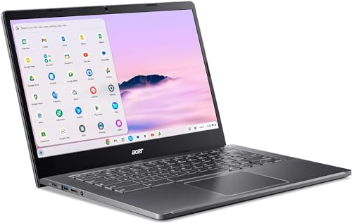 acer Chromebook Plus 14 pouces FHD Ordinateur Portable - Processeur Intel i3-N305 - RAM 8 Go - SSD 512 Go - Intel UHD Graphics - Wi-Fi 6E - Webcam - Chrome OS - Gris