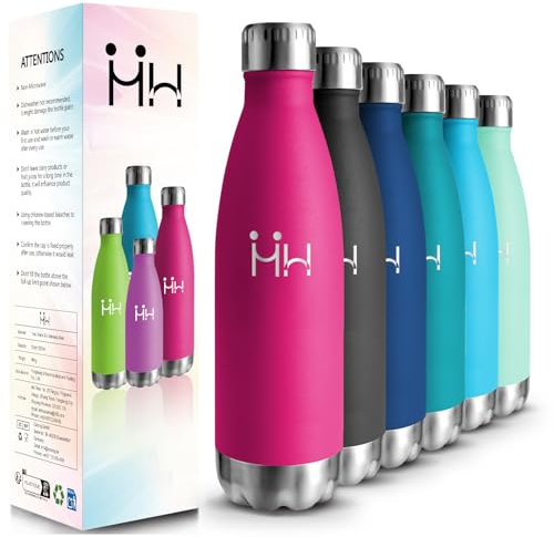 HoneyHolly Botella Termica - 500ML - Botella agua Acero Inoxidable, Termo con pared Doble Aislamient, de Fugas, Cantimplora Termica para Niños, Deportiva, Gym - Conserva 12 Horas Caliente, 24 frio
