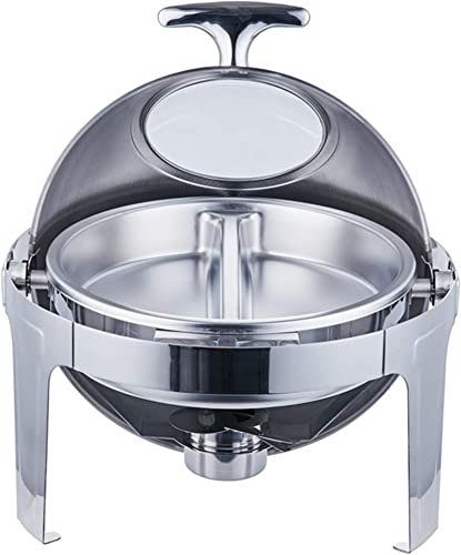Runder Set aus Edelstahl, Chafing Dish, 5L Edelstahl Chafing Dish, Profi Set für Lebensmittelwärmer für Catering, Buffet und Party, With Windows