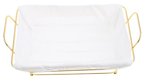 NAMOARLY Rectangular Metal Wire Food Storage Basket Removable Liner, Gold Bread and Fruit Organizer Basket for Kitchen Pantry, Bathroom, and Shelf Storage