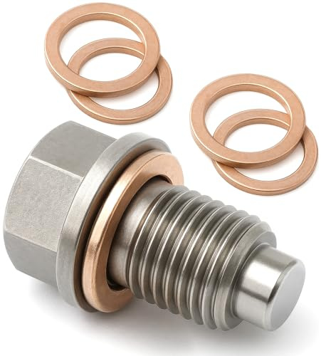 ZWWOGE 1 Stück M14x1.5 Ölablassschraube Auto Mit 5 Schraubendistanzstücken,Ölablassschraube Dichtung,Ölschraube,Magnetische Ölablassschraube,Ölablassschraube Magnet,für die Meisten Auto
