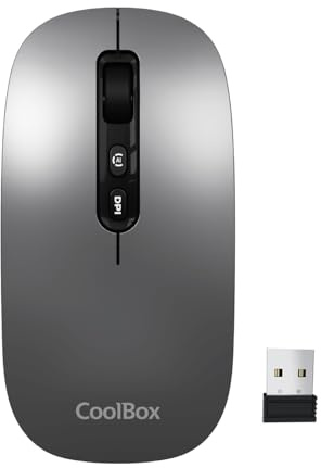 CoolBox W02 Ratón Inalámbrico Silencioso con Botón IA, Recargable, Ambidiestro, Triple Conexión Inalámbrica BT3.0, BT5.0 y 2.4Ghz, dpi Ajustable. Mouse Inalámbrico para Portátil,PC,Mac,Apple. Gris
